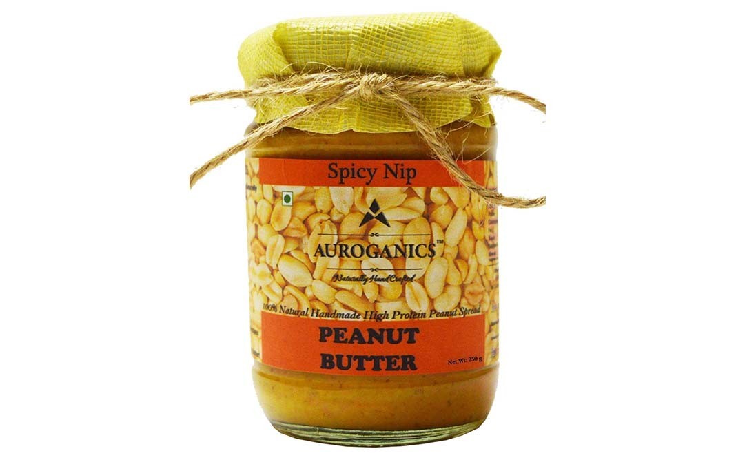 Auroganics Spicy Nip Peanut Butter    Glass Jar  250 grams